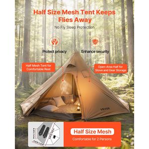 Tenda a piramide calda per 4 persone per campeggio invernale, portatile con foro per stufa, tenda interna e gonna antineve per ambienti innevati - Product Image 2