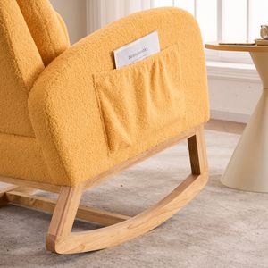 Fauteuil à bascule LY 5104 avec accent jaune, dossier haut, pieds en bois de caoutchouc, 26,77D x 38,36L x 39H pour chambre et salon - Product Image 6