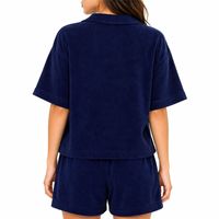 Ensemble femme, deux pièces, polo à manches courtes et short, uni, toutes saisons, vêtements décontractés, 100% coton, toile écologique, respirant