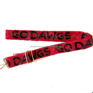 Classic Go Dawgs Beaded Bag <b>Strap</b> Handmade Embroidery Purse Belt <b>Adjustable</b> Crossbody Shoulder Custom Seed Beads Wholesale - Product Image 1