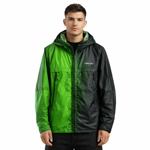 Veste coupe-vent thermoréactive à capuche pour homme, couleur changeante noir-vert, légère, streetwear Y2K, vestes pour hommes - Product Image 2