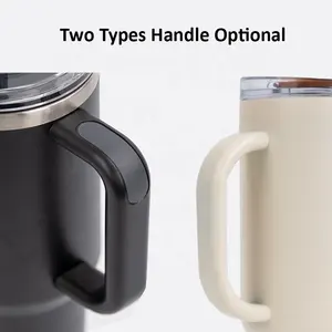 Tazas de viaje con logotipo personalizado para exteriores, vaso de viaje aislado al vacío de acero inoxidable con mango, doble pared, 30oz, 40oz