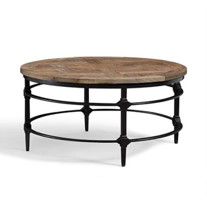 Durable Metal Based Coffee <b>Table</b> With <b>Round</b> Wooden Top Black & Brown Decorated Coffee <b>Table</b> Living Room Decor Furniture - Product Image 1