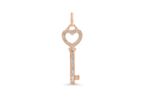 Solid Rose Gold Plated <b>Key</b> Pendant Necklace With Heart Cutout Classic Alloy Chain Unisex Everyday Wear - Product Image 2
