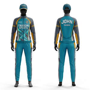 Survêtement de tennis pour femme en polyester respirant de qualité supérieure, design à panneaux orange et turquoise, logo personnalisé par sublimation. - Product Image 2