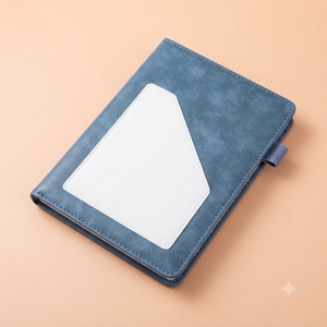 Carnet de notes exécutif haut de gamme Aurelux bleu, relié, avec pochette frontale blanche, porte-stylo, boucle, impression UV, pour le bureau et la planification - Product Image 4