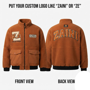 Premium 300 GSM Polyester Fleece Men's <b>Running</b> <b>Jacket</b> Zipper Closure Waterproof Breathable Brown Black Pocket Panels Custom - Product Image 1