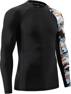 T-shirts de sport pour hommes à col rond, impression numérique personnalisée, anti-UV, séchage rapide, UPF50+, MMA, BJJ, surf, rashguard - Product Image 4