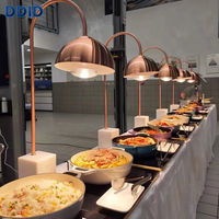 Lampe chauffante infrarouge portable pour restaurants et hôtels, lampe chauffante de luxe dorée pour buffet, chauffe-plats commercial