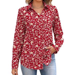 Women Polyester Chiffon <b>Blue</b> Striped <b>Long</b> <b>Sleeve</b> Dress Work Shirt with Button Front and Classic Collar - Product Image 6
