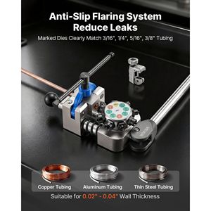 Kit Professionale di Utensili per Svasatura a Doppia Bolla a 45 Gradi 3/16" 1/4" 5/16" 3/8" per Tubi Freno in Rame e Alluminio - Product Image 3