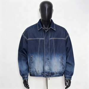 Nouvelle veste en jean bleu délavé de haute qualité pour homme, coupe décontractée, avec logo personnalisé, style déchiré - Product Image 3