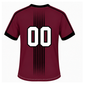Camiseta de Rugby Negra, Blanca y Granate de Manga Corta con Cuello en V, Uniforme de Equipo Transpirable y Ligero, Ropa Deportiva Personalizada para Entrenamiento - Product Image 2