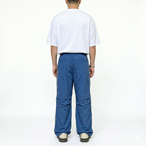 Lightweight Ribbed Polyester Track Pants Men Elastic Waist Loose Fit Breathable Streetwear <b>Trousers</b> Custom Manufacturing - Product Image 6
