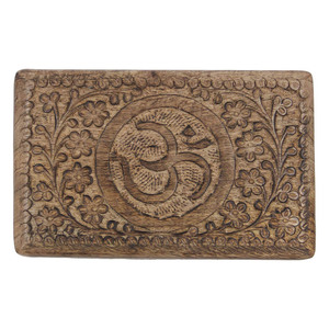 Caja de madera de mango tallada a mano OM, caja de almacenamiento de madera grabada, cajas de artesanía de madera para regalos de boda, suministro de fábrica - Product Image 3