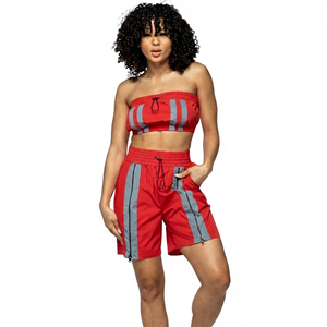 Conjunto Deportivo de Dos Piezas para Mujer, Estilo Y2K, Top sin Tirantes, Shorts Transpirables de Secado Rápido, Tejido 100% Algodón, Casual para Primavera/Verano - Product Image 1