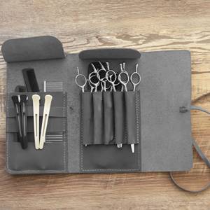 High Quality Genuine Leather Barber Scissors <b>Pouch</b> Portable Waist Belt Shear Holster Professional Barber Bag LBSP-0002D - Product Image 5