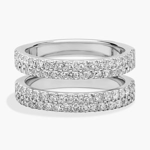 Bague à deux rangs sertie de diamants pavés en or rose - Product Image 3