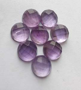 Ametyste naturelle chauffée, taille brillant ronde, dos plat, calibrée, pierre précieuse en vrac pour bijoux avec effet de changement de couleur - Product Image 1