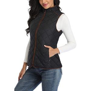 Unisex <b>Quilted</b> Sleeveless <b>Gilet</b> Vest Solid Color Windproof Fleece Autumn Outerwear with Zippered Pockets - Product Image 1