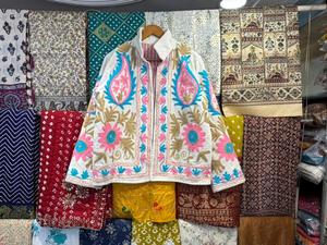 Handmade Suzani Embroidered Velvet Quilted Reversible Eco-Friendly Boho Floral Cotton <b>Jacket</b> (Gift for Her) - Product Image 6