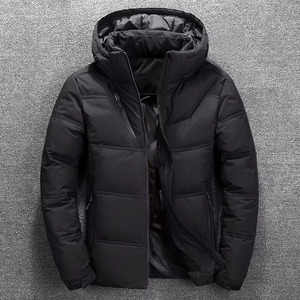 Gray <b>Red</b> Black Custom Men Hooded Puffer <b>Jacket</b> Padded Winter Coat Water Resistant Chest Zip Pocket OEM Factory Premium Wear - Product Image 2