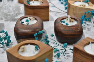 Set 2 Mini Square Wooden <b>Tea</b> <b>Light</b> Soy Wax Votive Candles Eco-Friendly Home Decoration for Indoor/Outdoor for Diwali <b>Christmas</b> - Product Image 2