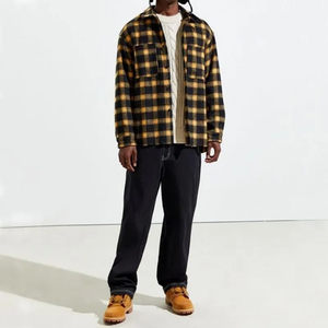 OEM Flannel Shirt Manufacturer Custom Logo & <b>Label</b> Street Fashion Full Sleeves Plaid Shirts Bulk Buy Casual Outerwear Apparel - Product Image 4