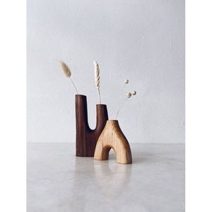 Vase moderne en bambou et en bois pour la maison et le bureau - Product Image 1