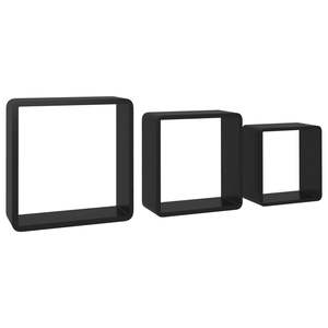 Juego de 3 Estantes de Pared Cúbicos de MDF Negro, Grandes, Medianos y Pequeños, para Exhibir Artículos - Product Image 3