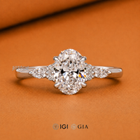 Bague de fiançailles en diamant de laboratoire ovale de 1,00 carat, diamants marquise et ronds sur les côtés, bague à 7 pierres, bague de mariage pour femme, demande en mariage unique