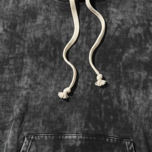Sweat à capuche noir délavé en molleton bouclette, pull décontracté avec poche avant, idéal pour l'automne, anti-boulochage, 320 g/m², coupe oversize pour homme - Product Image 4