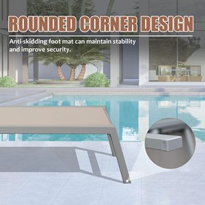 Set di 3 Chaise Longue Regolabili in Alluminio per Patio, Reclinabili per Esterni Resistenti alle Intemperie con Tavolino Laterale per Bordo Piscina o Prendisole - Product Image 3