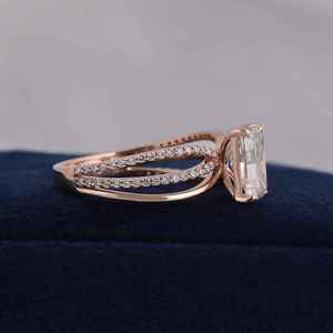 Bague en or rose 9K avec diamant de laboratoire CVD taille radiant certifié IGI, 2,5 g, VS1, couleur F, bijoux fins pour femme, pierres latérales, mariage, OEM - Product Image 2