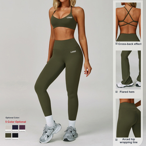 Conjunto de Yoga de 3 Piezas Personalizado de Alta Calidad con Sensación de Segunda Piel, Espalda Descubierta, Cuello Halter, Secado Rápido, Transpirable y Ecológico - Product Image 2