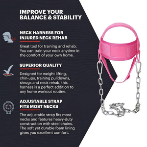 Neoprene Heavy Duty Breathable Professional Protection Neck <b>Training</b> <b>Head</b> Harness Double Ring Closure Chain for Weight Lifting - Product Image 5