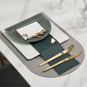 Set de table en cuir de luxe, résistant à la chaleur, imperméable, antidérapant, tapis de table moderne tissé, chemin de table, décoration de salle à manger - Product Image 1