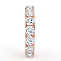 Bague en or jaune 14K 18K conforme aux normes, avec diamant de laboratoire rond couleur champagne, palette désertique, sertissage à griffes partagées, bande éternité complète