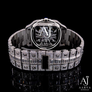 Montre mécanique squelette ETA en moissanite glacée, acier inoxydable carré, verre saphir, 40 mm, vintage, analogique, hip-hop, luxe - Product Image 5