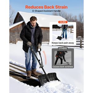 Pelle à neige en plastique légère de 18 pouces, poignée en D, poignée antidérapante, grande capacité pour le déneigement des allées, des voitures, du camping - Product Image 3