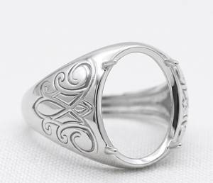 Solid 925 Sterling Silver 13x18mm Oval Cabochon Blank Bezel Semi Mount Men's Ring Setting Polished Gemstone Mounting - Product Image 1
