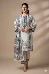 Trajes Salwar Kameez Bordados para Mujer, Paquistaníes, de Alta Calidad, Últimos Colores Exclusivos de Primavera/Verano 2022, en Tela Lawn Importada, Excelente - Product Image 4