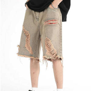 Pantalones Baggy de Felpa Francesa con Efecto Desgastado y Lavado Ácido, Estilo Urbano, Fabricados en Fábrica, Ligeros, con Dobladillo Deshilachado y Efecto Descolorido por el Sol, Color Liso - Product Image 3
