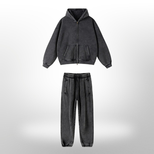Ensemble de survêtement athlétique 2 pièces pour homme : sweat à capuche court zippé uni et pantalon de survêtement large - Product Image 2
