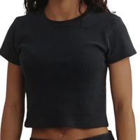 Kaos Crop Wanita Kasual Lengan Pendek 100% Katun Ramah Lingkungan Bernapas Lembut Nyaman Atasan Fashion untuk Sehari-hari dan Olahraga