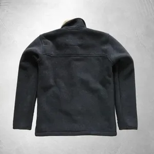 Veste en polaire sherpa gris anthracite foncé pour homme, avec col intérieur en sherpa beige, fermeture éclair, sans logo, sans étiquette, sans marque - Product Image 2