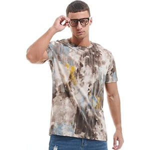 T-shirt col rond pour homme – T-shirt décontracté à coupe ajustée avec imprimé graphique, manches courtes, streetwear élégant pour homme - Product Image 3