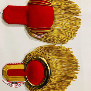 Epoleote Ceremonial Napoleónico Hecho a Mano con Flecos de Hilo Dorado y Rojo, Bordado a Mano, Ecológico - Product Image 4