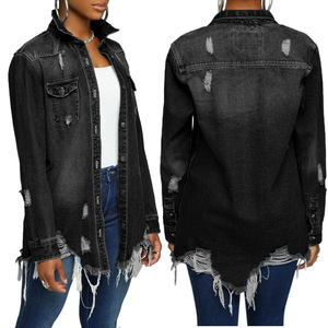 Fashion Women Ladies Casual Spring Autumn Ripped Stretch <b>Denim</b> <b>Jacket</b> Jeans Coat - Product Image 6