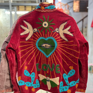 Chaqueta de algodón Suzani hecha a mano en India, chaqueta corta bordada a mano, abrigo unisex, chaqueta corta Suzani hecha a mano - Product Image 4